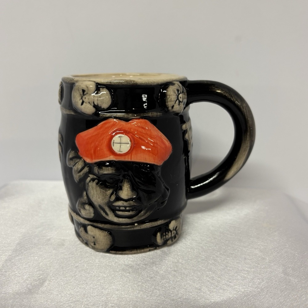 Pirate Ceramic Mug Vintage Glazed Coffee Hand Painted‎ Unique 4"